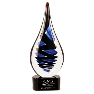 11 1/4" Black Twist Raindrop Art Glass