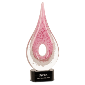 12" Pink Round Window Raindrop Art Glass