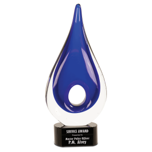 11 1/4" Blue Round Window Raindrop Art Glass