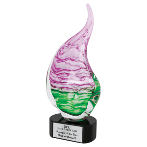 15 1/2" Pink/Green Art Glass