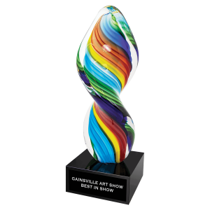 10 1/2" Rainbow Twist Art Glass