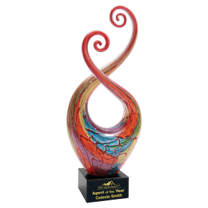14" Multi-Color Twist Art Glass with Black Base