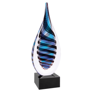 12" Blue, White & Black Twisted Rain Drop