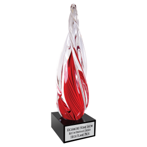 12" Red Twisted Spire with Black Base