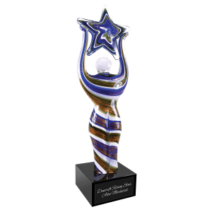 12" Glass Figure with Star and Black Base