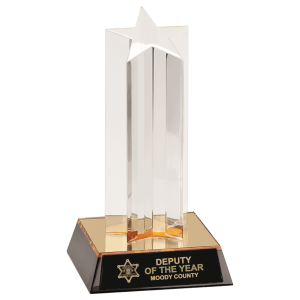 7" Clear Single Star Column Acrylic with Gold/Black Base