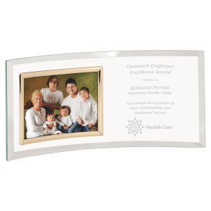 12" x 5 1/2" Jade Glass Crescent with 5" x 3 1/2" Picture Frame