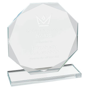 6" Octagon Clear Glass Award
