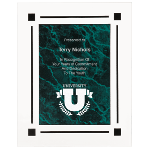 7" x 9" Green Marble Acrylic Clear-Plaque