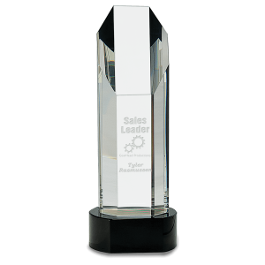 10 3/4" Octagon Slant-Top Crystal on Black Pedestal Base
