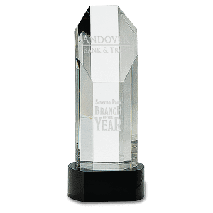 9 3/4" Octagon Slant-Top Crystal on Black Pedestal Base