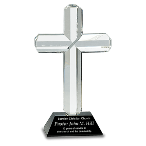 8 1/2" Crystal Cross on Pedestal Base