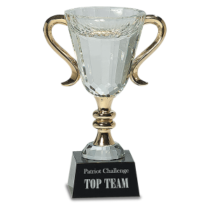 7 1/4" Crystal Cup with Gold Handles and Stem