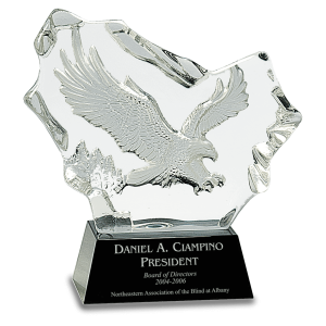 7" Crystal Carved Eagle on Black Base