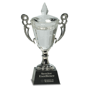 9 1/2" Crystal Cup with Silver Handles and Stem