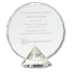 6 1/2" Clear Round Crystal on Clear Diamond Base