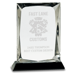 7" Clear Crystal Rectangle on Black Base