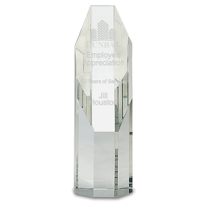 7 1/2" Clear Octagon Slant-Top Crystal Tower
