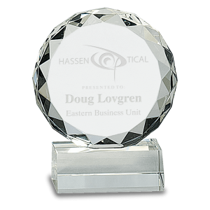 5 1/4" Round Facet Crystal on Clear Pedestal Base