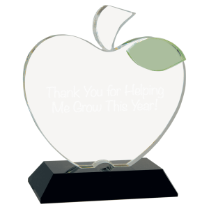 5 1/2" x 6 1/4" Crystal Apple on Black Base