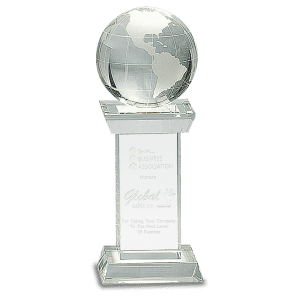 8" Crystal Globe on Clear Tower