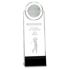 9 1/2" Clear/Black Crystal Standup with 3D Golfer