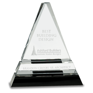 6 1/2" Clear Crystal Triangle on Black Crystal Pedestal Base