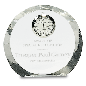 4 1/2" Clear Crystal Round with Clock