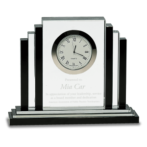 6" Clear Crystal with Clock and Black Crystal Trim