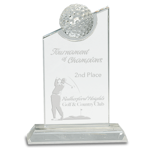 7 1/4" Clear Crystal with Inset Crystal Golf Ball on Clear Base