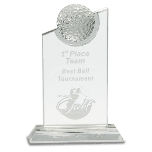 8" Clear Crystal with Inset Crystal Golf Ball on Clear Base