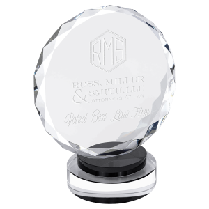 7" Round Facet Crystal on Round Base