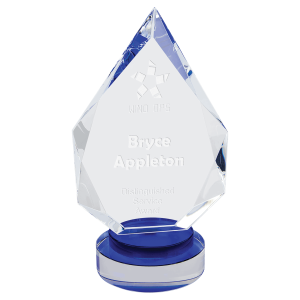 8 1/4" Diamond Crystal on Blue & Clear Round Base