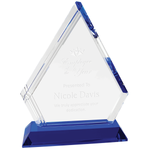 7 3/4" Crystal Diamond on Blue Pedestal Base