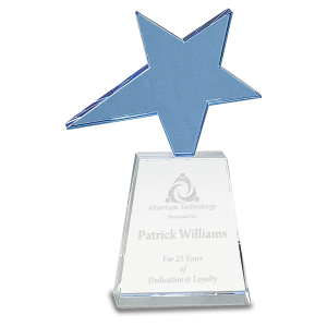 8" Blue Crystal Star on Clear Pedestal Base