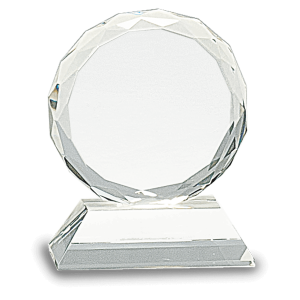 3" Round Facet Crystal on Clear Pedestal Base