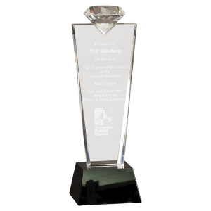 11" Crystal Diamond Top Award on Black Pedestal Base