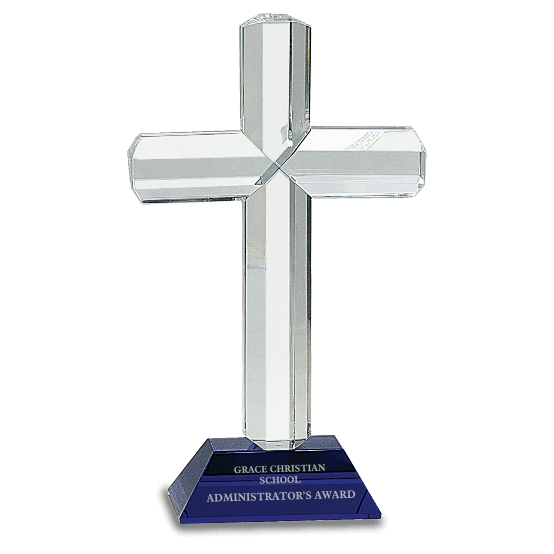 8 1/2" Crystal Cross on Pedestal Base