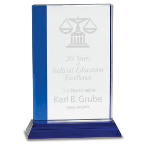 6 1/2" x 9" Blue Edge Crystal on Blue Base