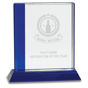 6 1/2" x 7" Blue Edge Crystal on Blue Base