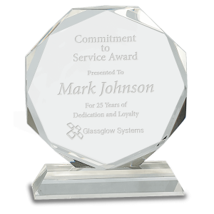 6" Clear Crystal Octagon on Clear Pedestal Base