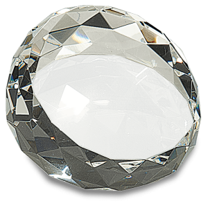 3 1/2" x 2" Clear Round Crystal Facet Paperweight
