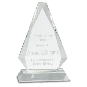 8" Clear Crystal Triangle on Clear Pedestal Base