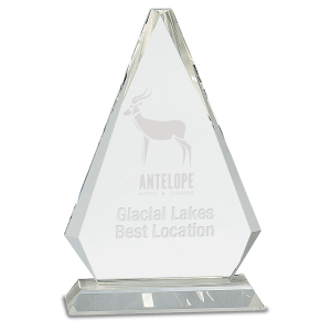 10 3/4" Clear Crystal Triangle on Clear Pedestal Base