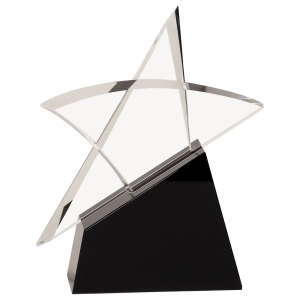 8 3/4" Clear Crystal Outline Star on Black Base