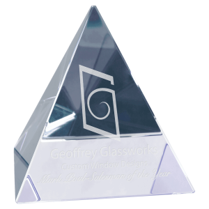3 1/8" x 3 1/8" x 3 1/8" Crystal Pyramid
