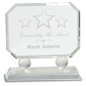 7" Rectangle Crystal on Clear Pedestal Base