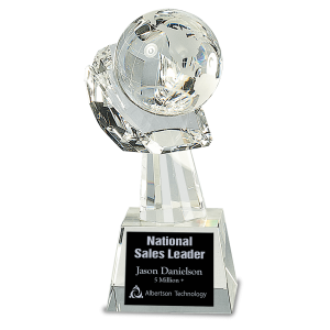 8" Clear Crystal Globe in Hand