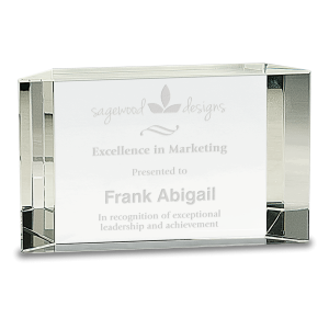 6" x 3 1/2" Clear Crystal Facet Block