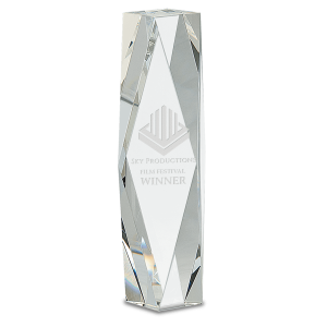 10" Clear Crystal Facet Tower
